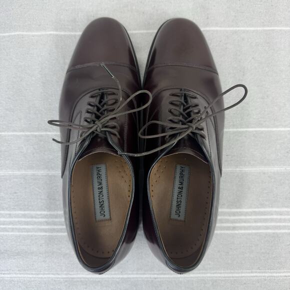 Men’s Johnston And Murphy Melton Cap Toe Dress Shoe Burgundy Calfskin Leather 8D main image 7